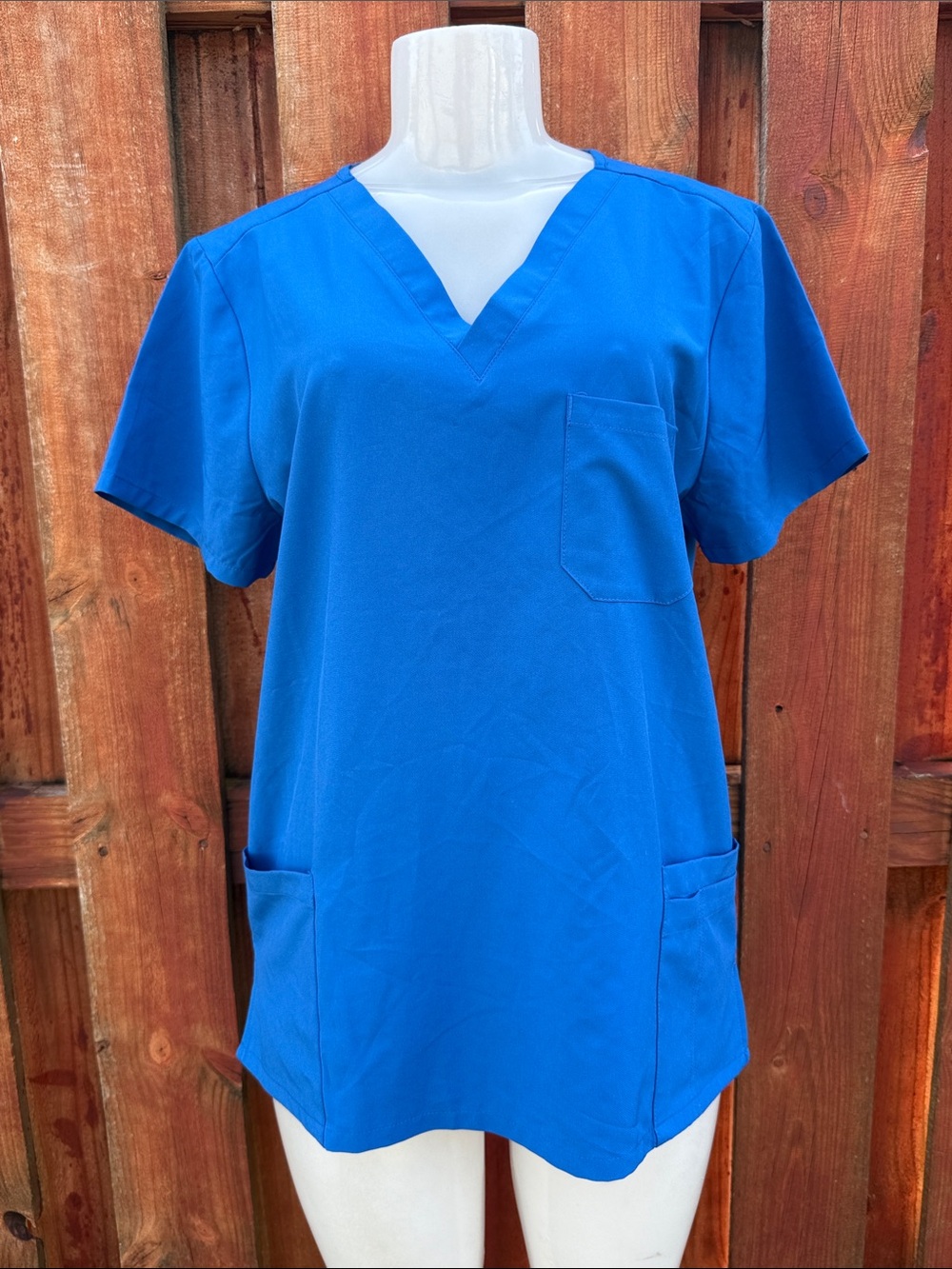 Mint Stretch Royal Blue V-Neck Medical Scrub Top Size L